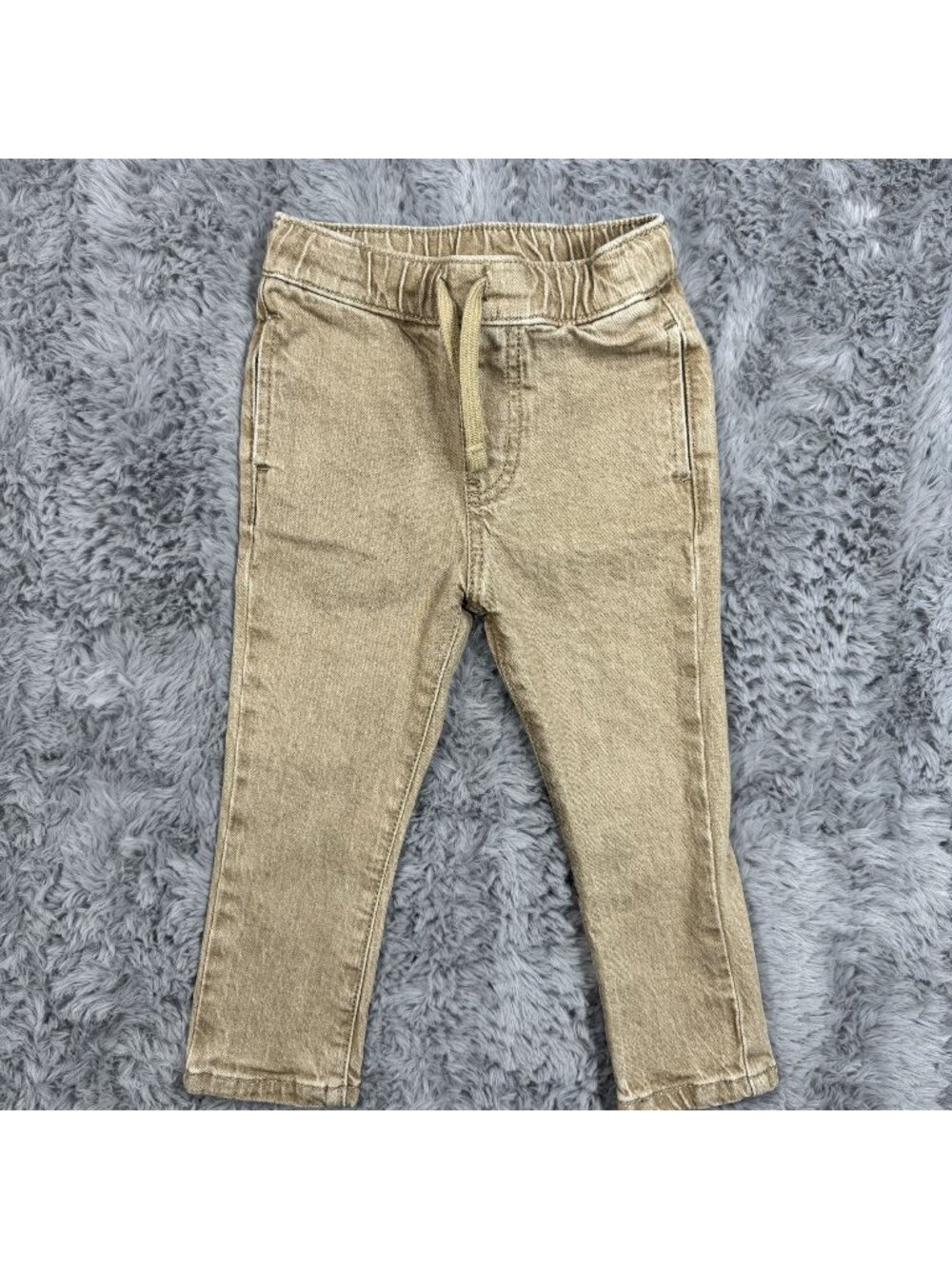 NEW Cat & Jack Toddler Slim Fit Beige Jogger Pants Size 2T 99% Cotton Summer